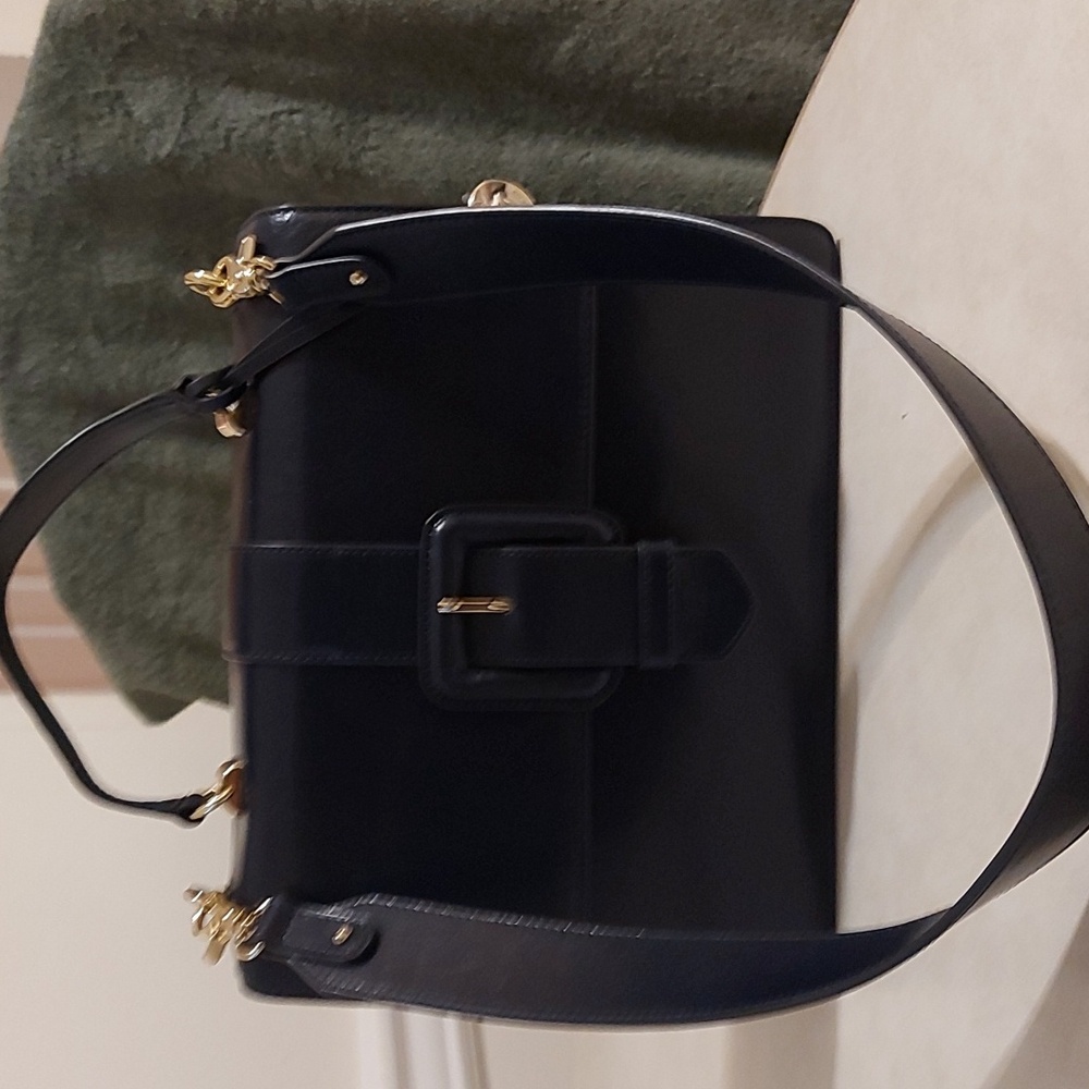 Brahmin Medium Francine Navy Blue Topsail Genuine Leather Handbag - Picture 2 of 12